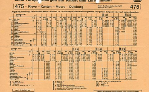Winterfahrplan KBS 475 Kleve - Duisb