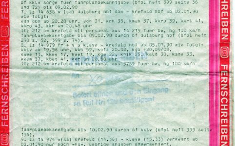 Fernschreiben zur Betriebseinstellung 1989 (Seite 2)